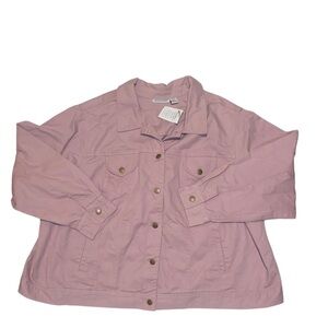 Jessica London Pink Denim Button Up Jacket with Pockets Plus Size 30 NWT